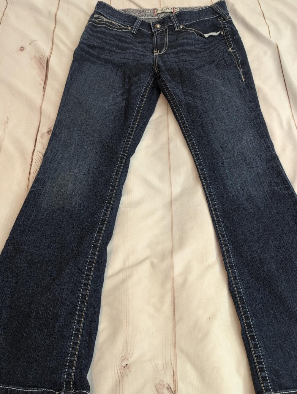 Ariat R.E.A.L. Women’s 31R Mid Rise Whipstitch Bootcut Stretch Jeans Dark Wash - Picture 4 of 8